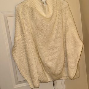Off the shoulder white sweater